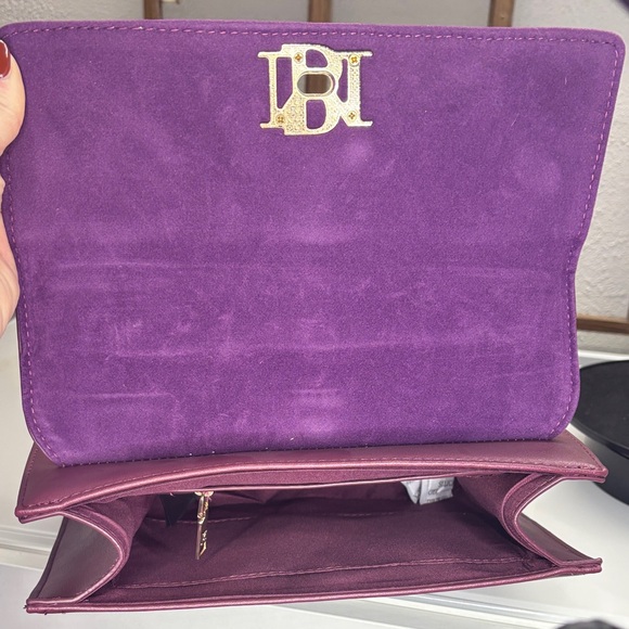 Badgley Mischka Purple Satchel with Gold Accents - Picture 3 of 9